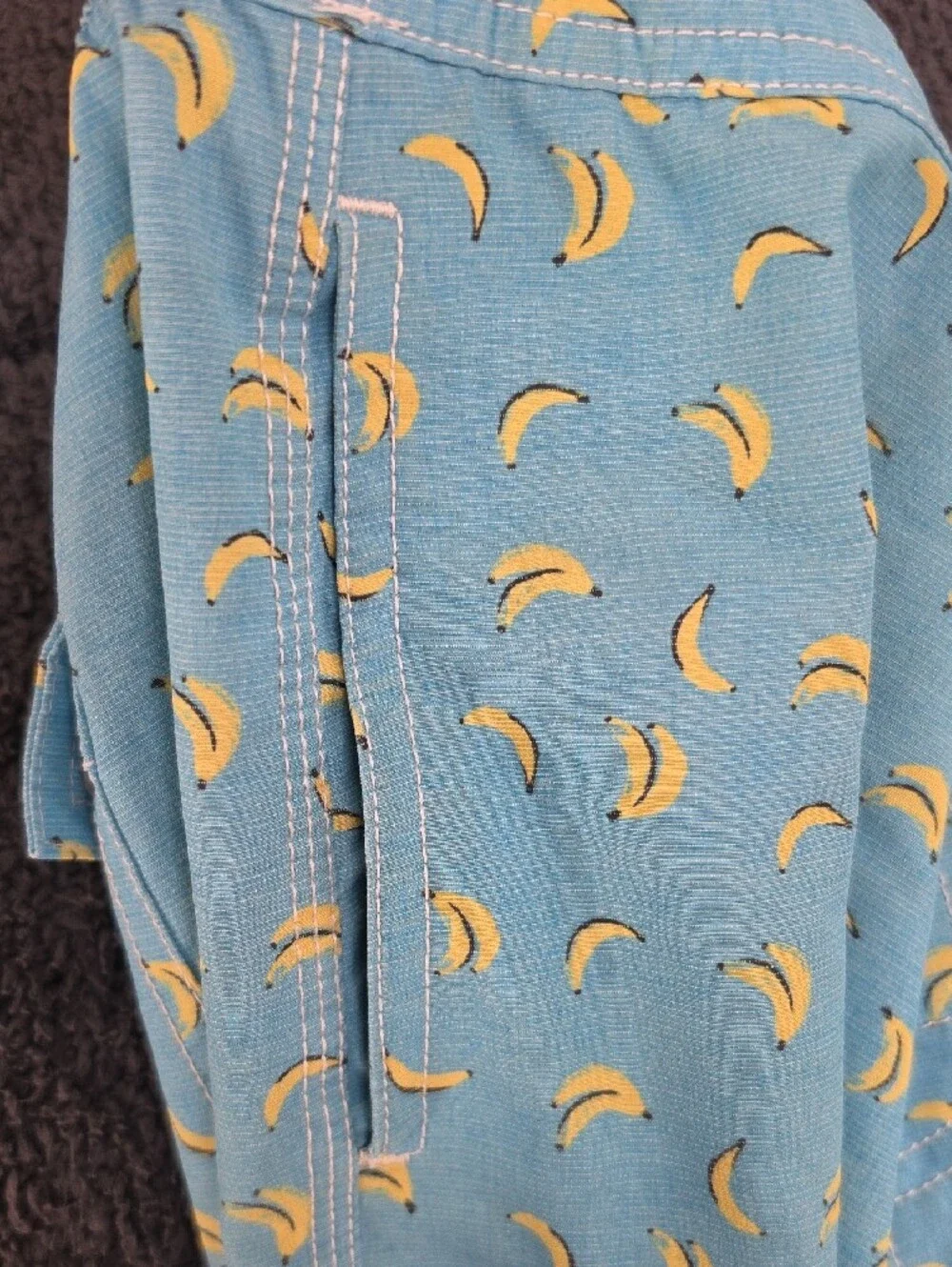 johnnie-O Light Blue Banana Print Kids Swim Trunks